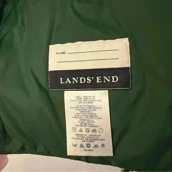 Lands End Boys Green Goose Down Snap Puffer Vest Size Medium 5-6 - Picture 5 of 5